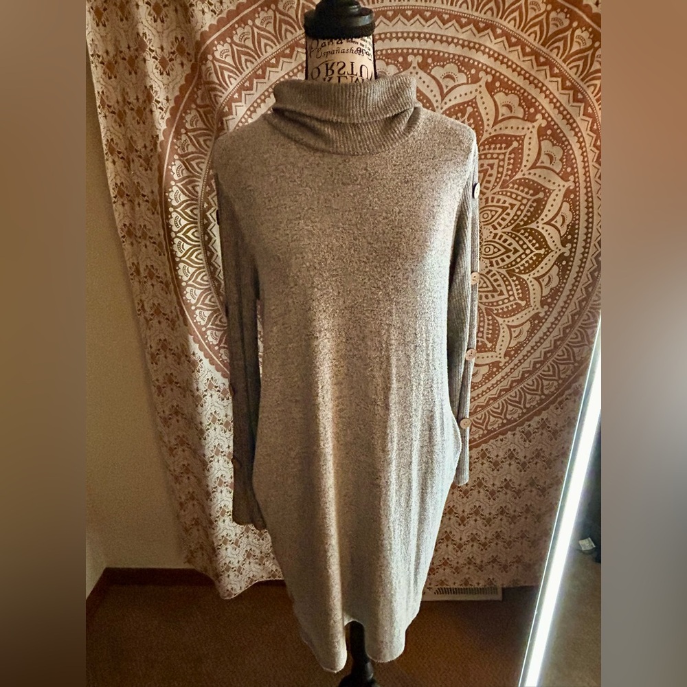Sundays Heathered Turtleneck Tunic Sweater